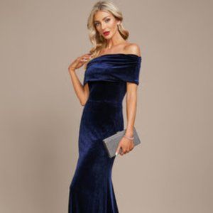 JJ's House Peacock Colored Off the Shoulder Bridesmaid Dress - Size 18W